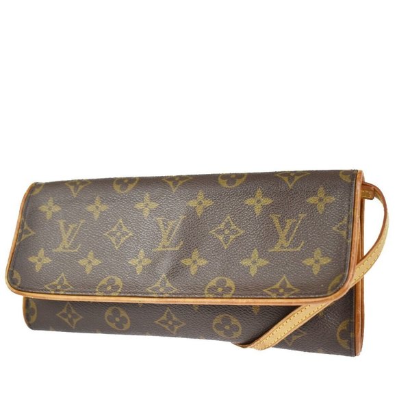 LOUIS VUITTON Pochette Twin GM 2Way Shoulder Bag Monogram Brown M51852 32SG044 - Picture 1 of 10